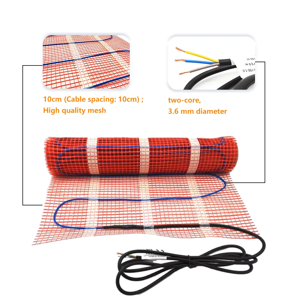 MAXKOSKO Electric Radiant Floor Heating Mat thin 150W/m2 Self-adhesive Warmmat for Under Tile Timber Floor Heating System Warm F