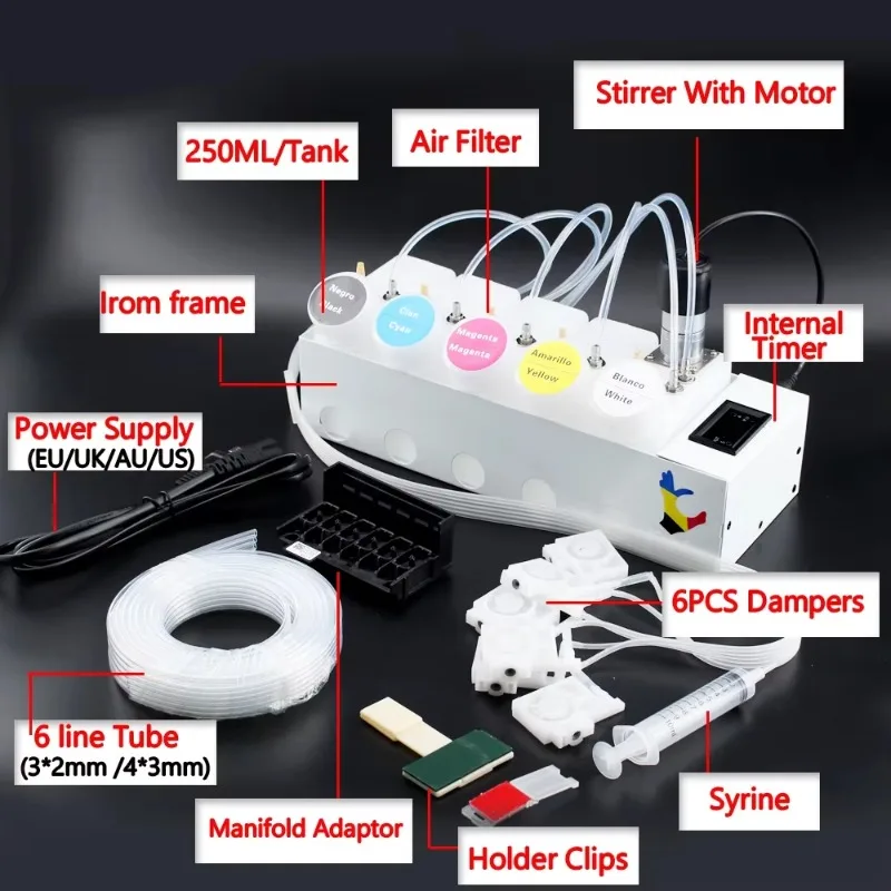 ET8550 DTF Convert Kit ET 8550 CISS With Printhead Adaptor Manifold Damper For Epson  L8050 L8180 L18100 XP600 Conversion Kits