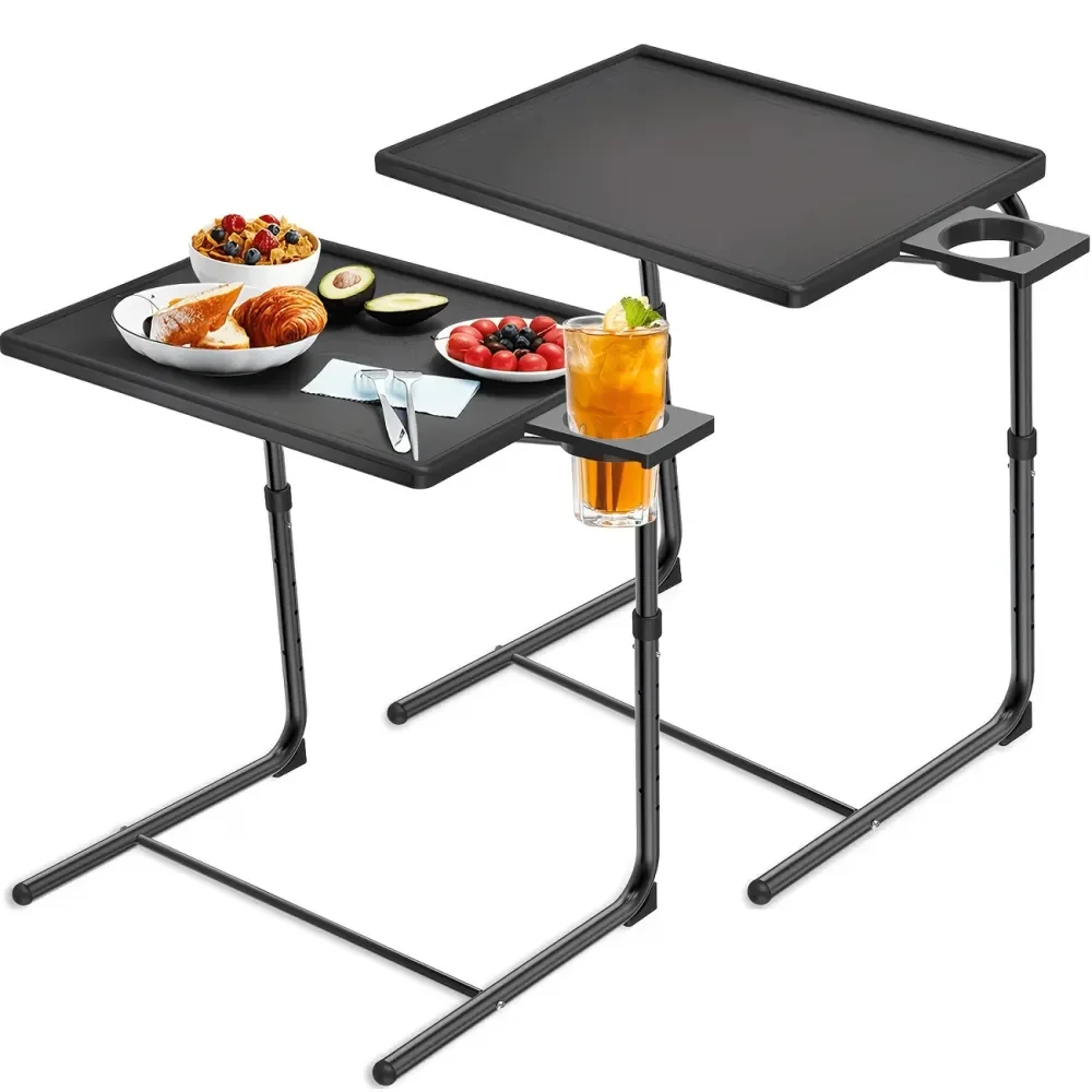 

2Pack Adjustable Bed Tray Table With Legs, 6Level Height 3Angle Tilt Top, Folding Lap Desk For Eating, Reading, Laptop On Couch
