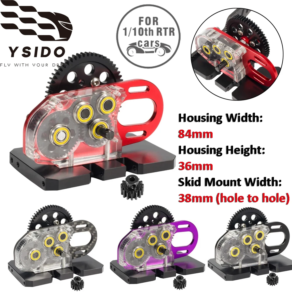 Aluminum Carbon Fiber Motor Transmission 30% Overdrive Gearbox Set with 15T Motor Gear for 1/10 Axial SCX10 II RC Crawler Cars