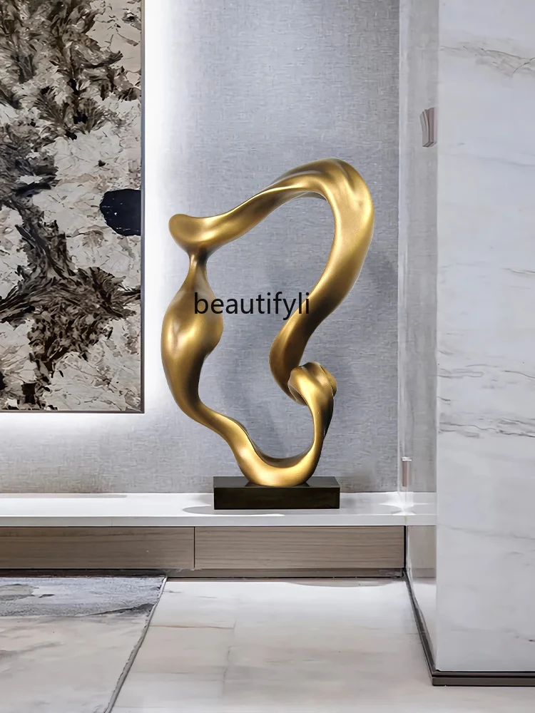 Modern Simple Resin Marble Wave Decoration Hall Hotel Lobby Decoration Sculpture