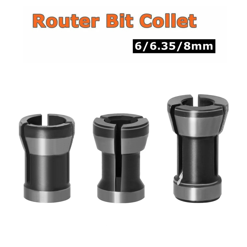 3Pcs Chuck Extension Collet Router Bit Holder 6/ 6.35/ 8mm For Trim Molding Machine Power Tool Electric Grinder Accessories