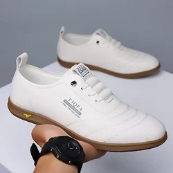 Men's Fashionable Lace Up Anti Slip Casual Shoes Men's Outdoor Comfortable Soft Soled Board Shoes Classic Versatile White Shoes