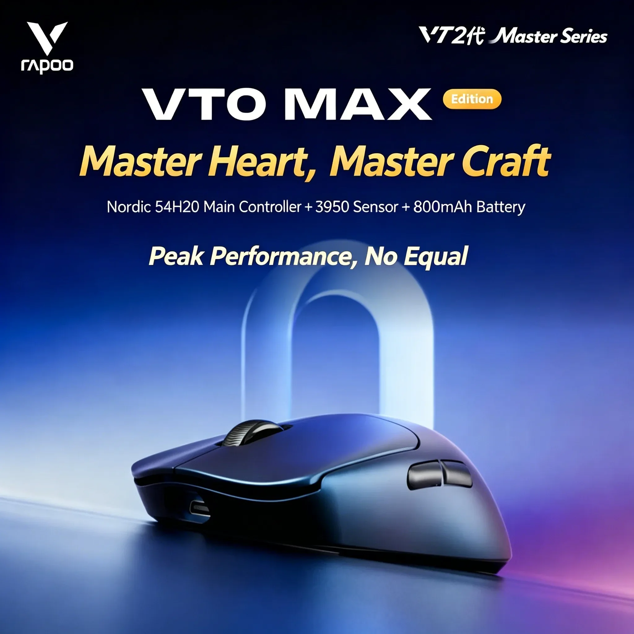 Rapoo VT0 MAX Dual 8K 49g Wireless Gaming Mouse PAW3950/PAW3398 Nordic54L15 45000DPI Ergonomic Small Medium Hand for FPS Esports