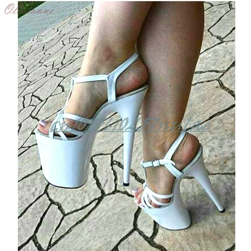 White Hollow Cross Tied Open Toe Sandals Stiletto Dance High Heels Shoes for Women 2026 Pole Dance Shoes Summer Performance