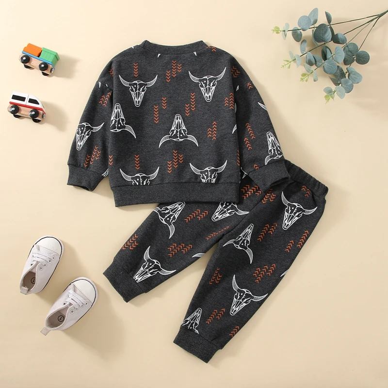 Kids Clothing Set Cute Animal Print Top with Coordinating Bottoms Long Sleeve Crew Neck Pullover and Matching Trousers image 3
