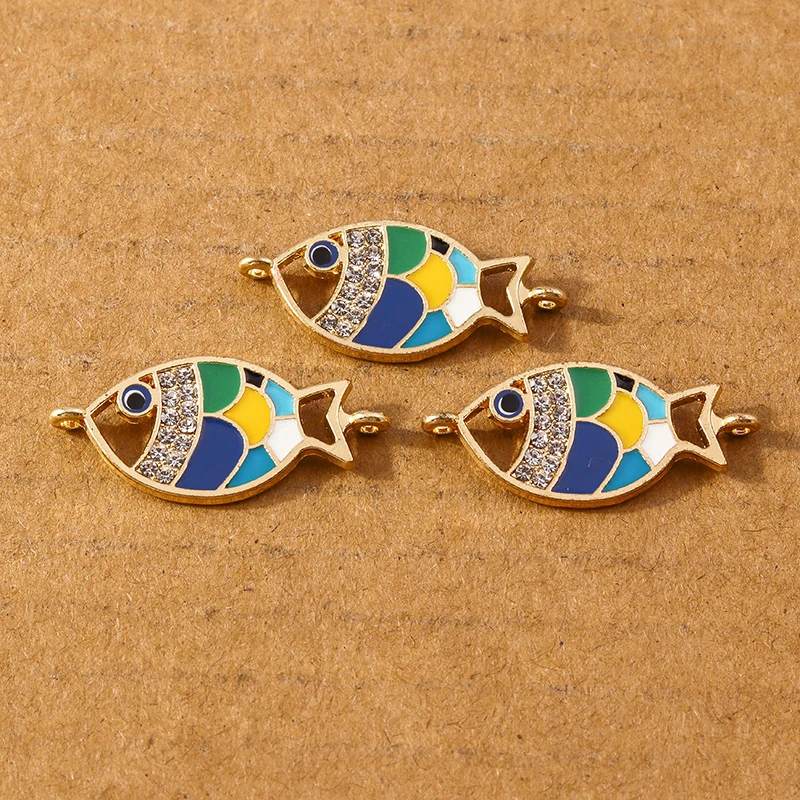 10pcs Cute Enamel Fish Charm Pendants for Necklace Earrings DIY Bracelet Handmade Jewelry Making Accessories Supplies