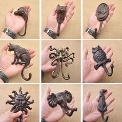 Cast Iron Crafts Iron Art Animal Cat Dog Octopus Hooks Bar Garden Personality Wall Hanging Wall Decoration