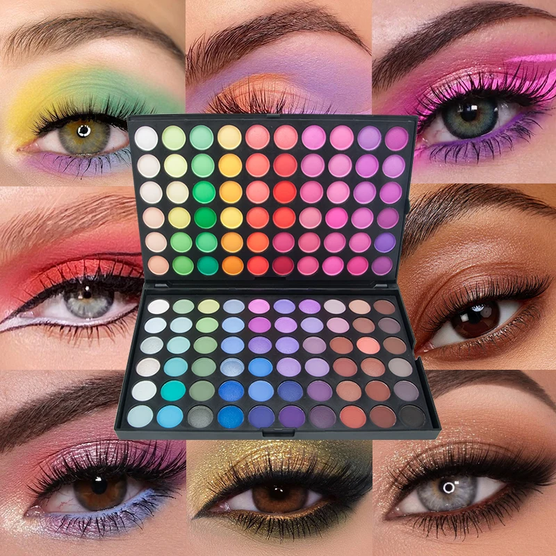 120-Farben-Lidschatten-Palette, glitzernd, matt, schimmernd, Lidschatten-Palette, bunt, hochpigmentiert, Augen-Make-up-Palette für Teil