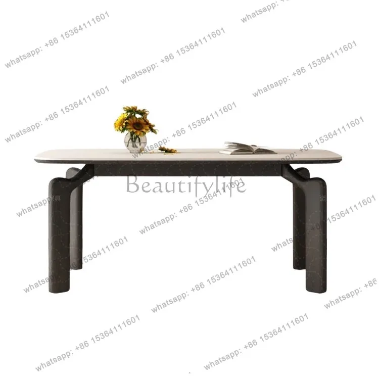 Slate dining table household small apartment dining table 2025 modern simple rectangular table