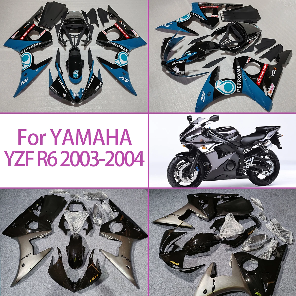 

For 2003 2004 Yamaha YZF R6 Motorcycle Fairing Kit Injection ABS Parts 03 04 YZF R6 Custom Hot Style Fairings