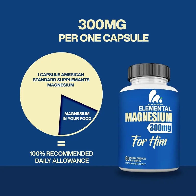 

Magnesium glycinate 300mg per serving as a magnesium glycinate supplement vegetarian, gluten free, non GMO, 60 capsules