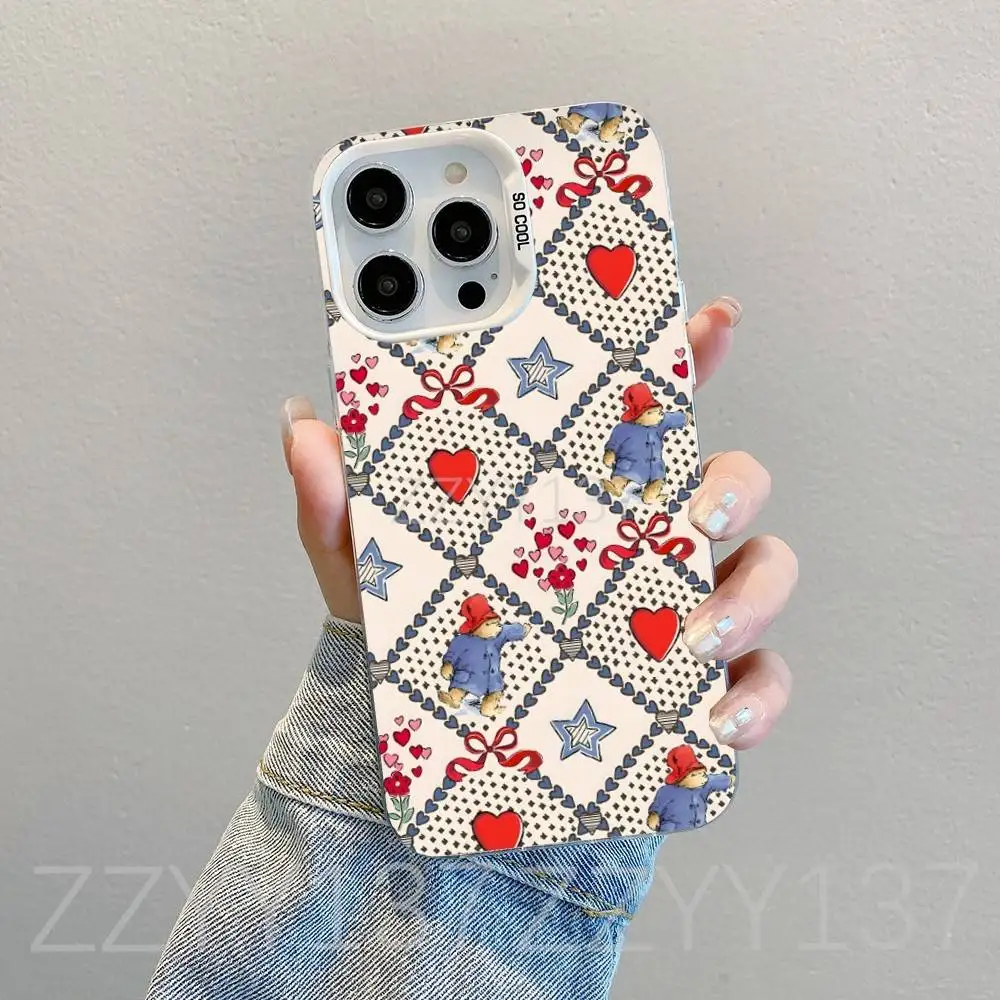 P-PaddingtonS ベア iPhoneケース iPhone 16,15,14,13,12,11,8,7,Pro,Max,Plus,Mini,XS,SE対応 ホワイト キャンディマット 耐衝撃カバー