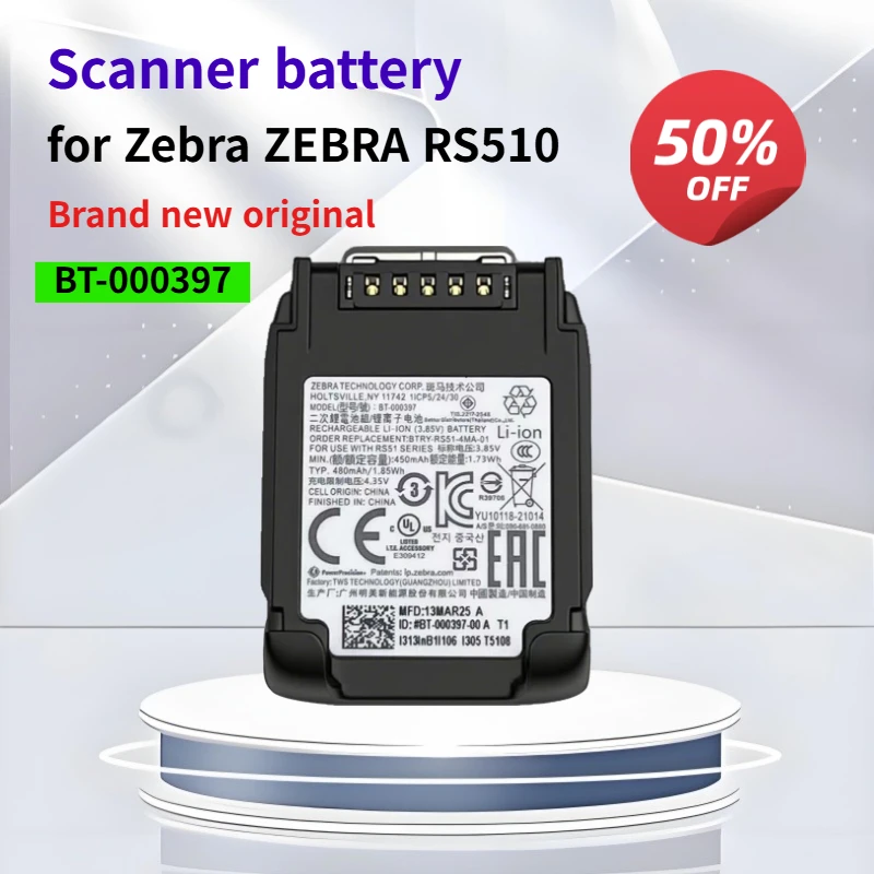 BT-000397 3.85V 450mAh Brand New Original Ring Scanner Battery for Zebra RS5100 Rechargeable Battery