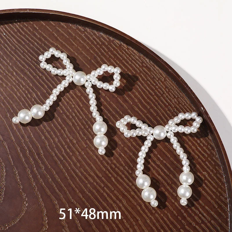 2pcs Wholesale of Japanese imitation pearl bow hollow flowers DIY handmade woven beaded hair clips hair accessories and earrings