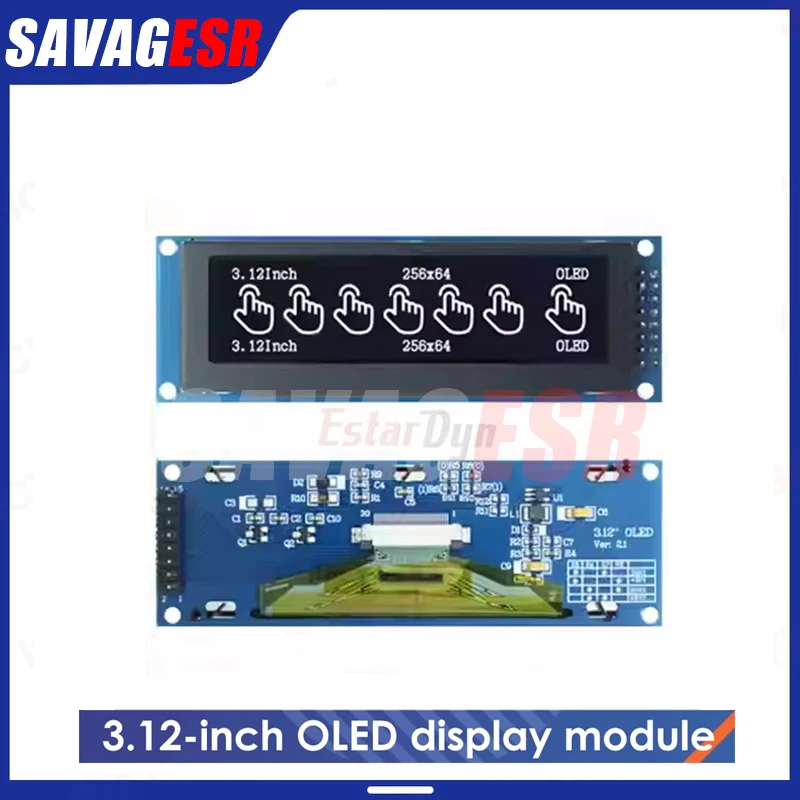 312インチoledディスプレイモジュール、ssd1322、256x64ピクセル、stm32、raspberry-pi対応、spi-i2cインターフェース、ピンヘッダーはあらかじめ半田付け済み。