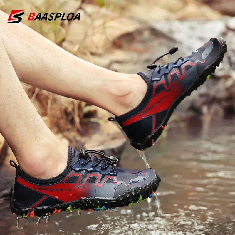 Baasploa 2025 أحذية ماء للجنسين سريعة الجافة جورب الشاطئ أحذية بيرفوت الرجال السباحة المنبع حذاء رياضة ضوء اليوغا أكوا حذاء مخطط