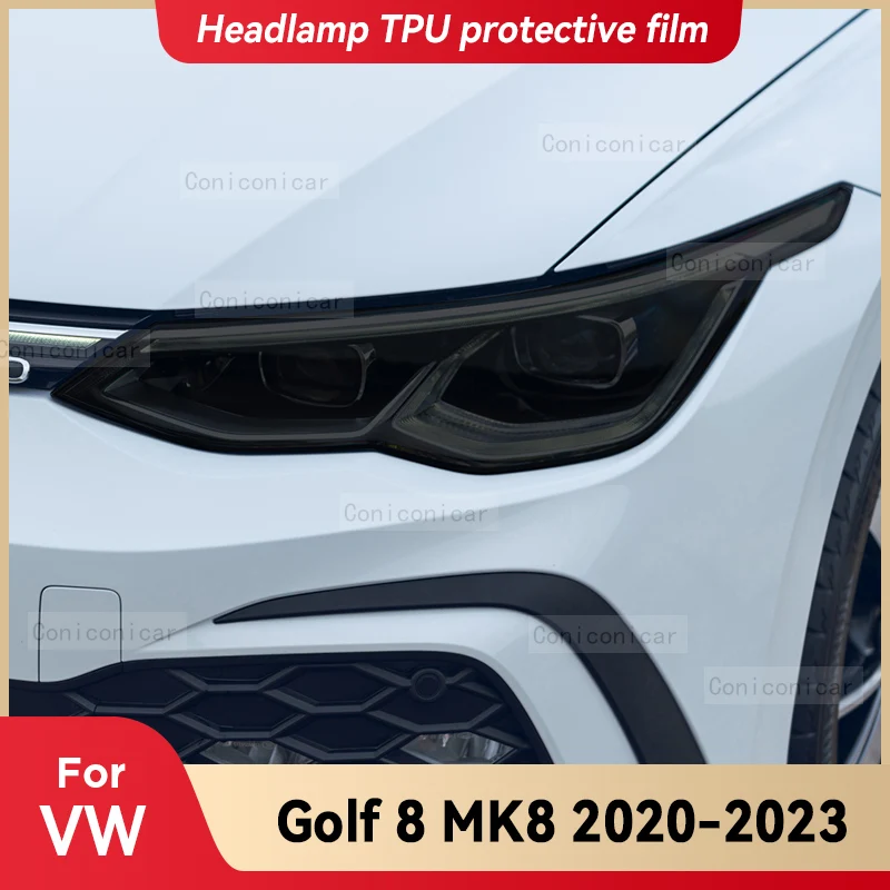 

Для Volkswagen VW GOLF 8 MK8 2020-2023 2022 Автомобильная фара, черная защитная пленка из ТПУ, наклейка на переднюю лампу, изменение цвета