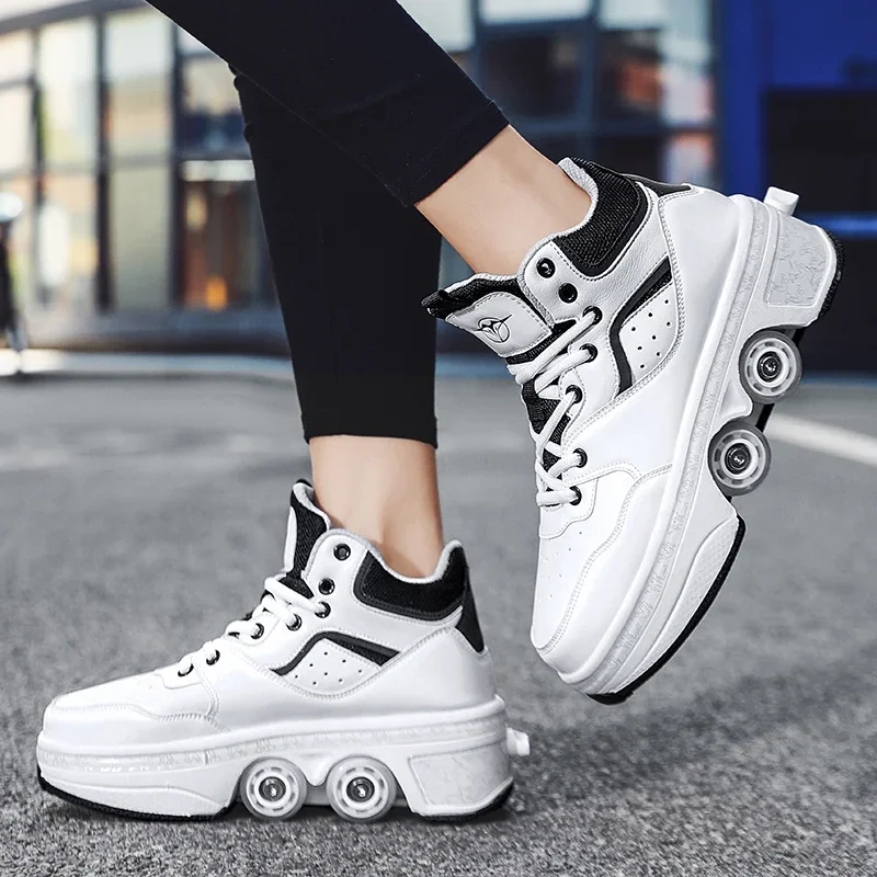 Deformation Parkour Four Wheels Rounds Of Running Shoes 2022 Casual Sneakers Unisex Deform Roller Shoes Skating Shoes