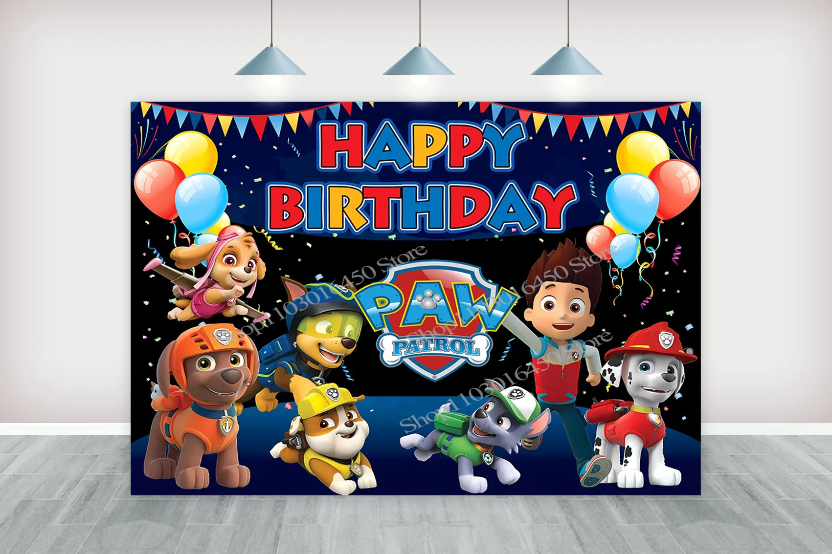 PAW Patrol Backdrop For Boys Birthday Party Custom Kids Cute Dogs Photography Background Photo Baby Shower Banner Decors