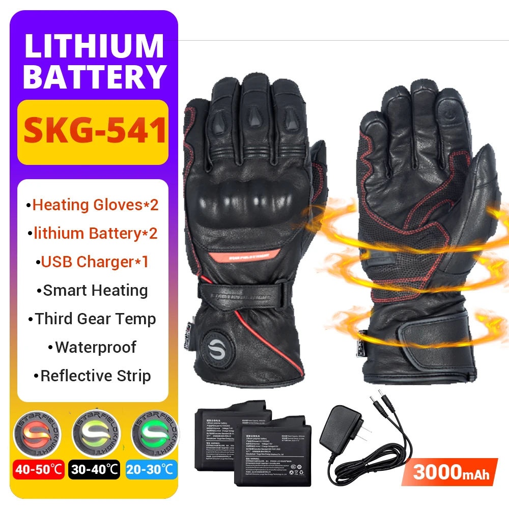 مقاوم للماء دراجة نارية قفازات ساخنة USB الكهربائية موتوكروس قفازات التدفئة جلد طبيعي يندبروف شاشة تعمل باللمس قفازات ساخنة