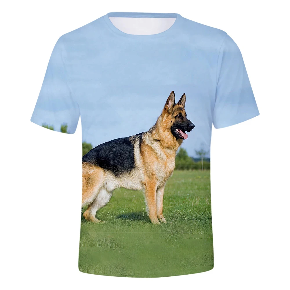 New German Shepherd T-Shirts Animal Cute Dog 3D Print Men Women Short Sleeve T Shirt Oversized Harajuku Kids Tees Tops Clothing