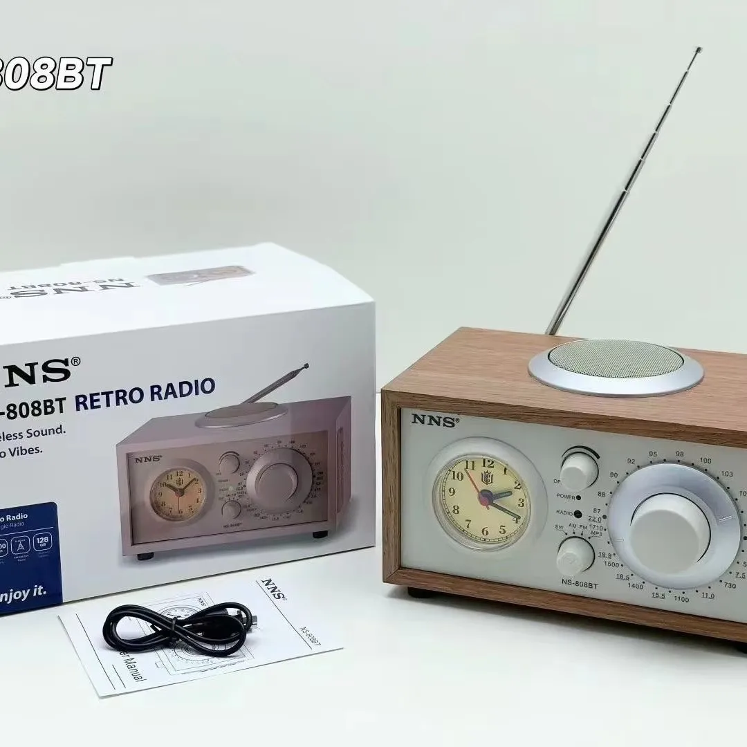 Retro desktop radio rechargeable FM medium-wave short-wave Bluetooth plug-in card plug-in USB flash drive speaker all in one.