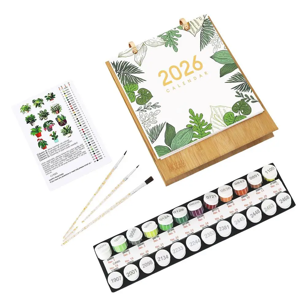 

2026 Desk Calendar Diy Digital Oil Painting Creative Ornaments Commemorative Value Standing Flip Calendar Hand Drawn Gift