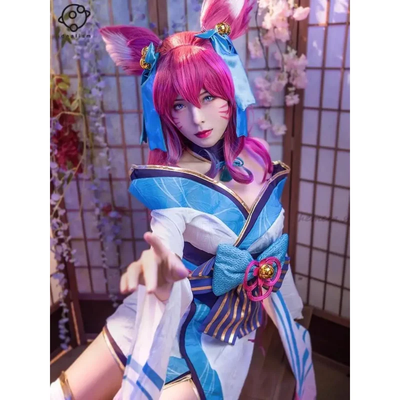 Nuovo 2025 Ahri LOL Parrucca Orecchio Spirit Blossom League of Legends Abiti Cosplay Anime Halloween Party Costume Kodiak
