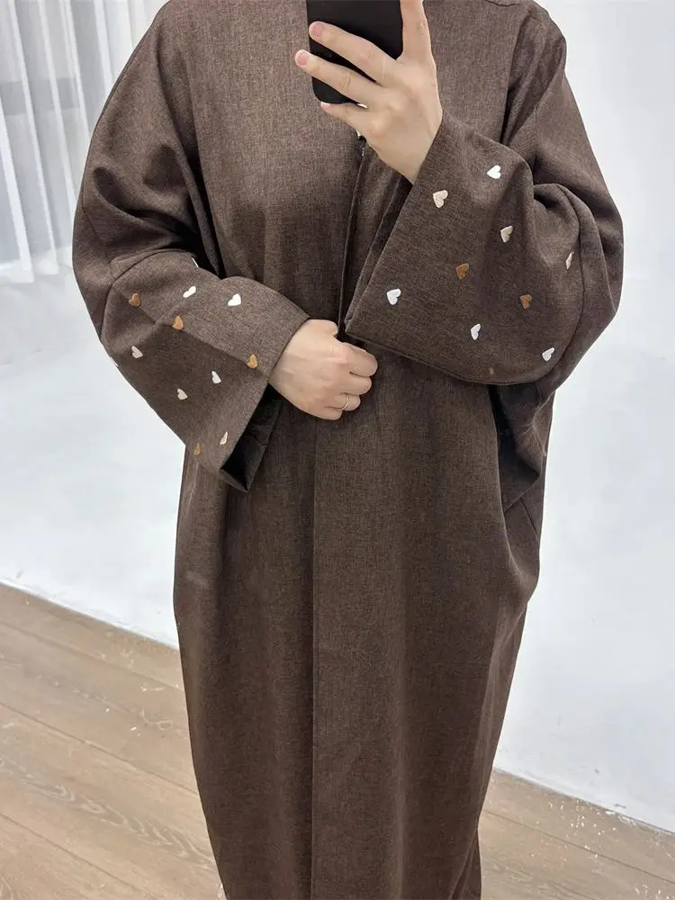 Eid Modest Batwing Heart Kimono Abaya Dubai Kebaya Palestine Turkey Islam Muslim Kaftan Dresses For Women Robe Musulmane Femme