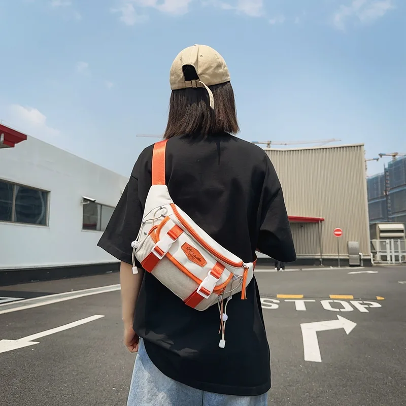 

Neutral wind crossbody bag male tide waist bag Japanese casual sports chest bag large capacity boys shoulder couple