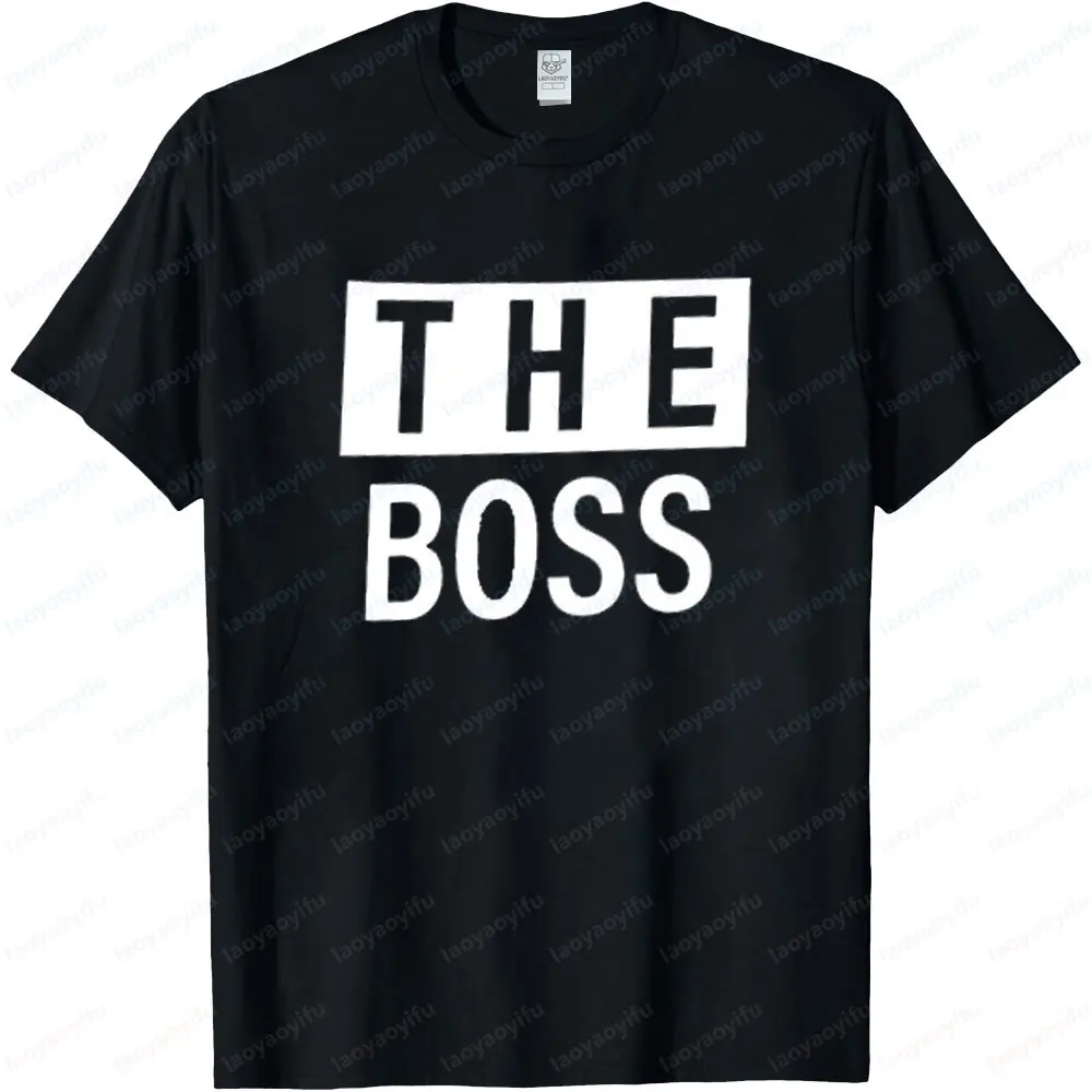 The Boss and The Real Boss Valentine's Day Couple Shirts Lovers Husband Wife Men Women's Matching Daily Life Casual Cotton Tops