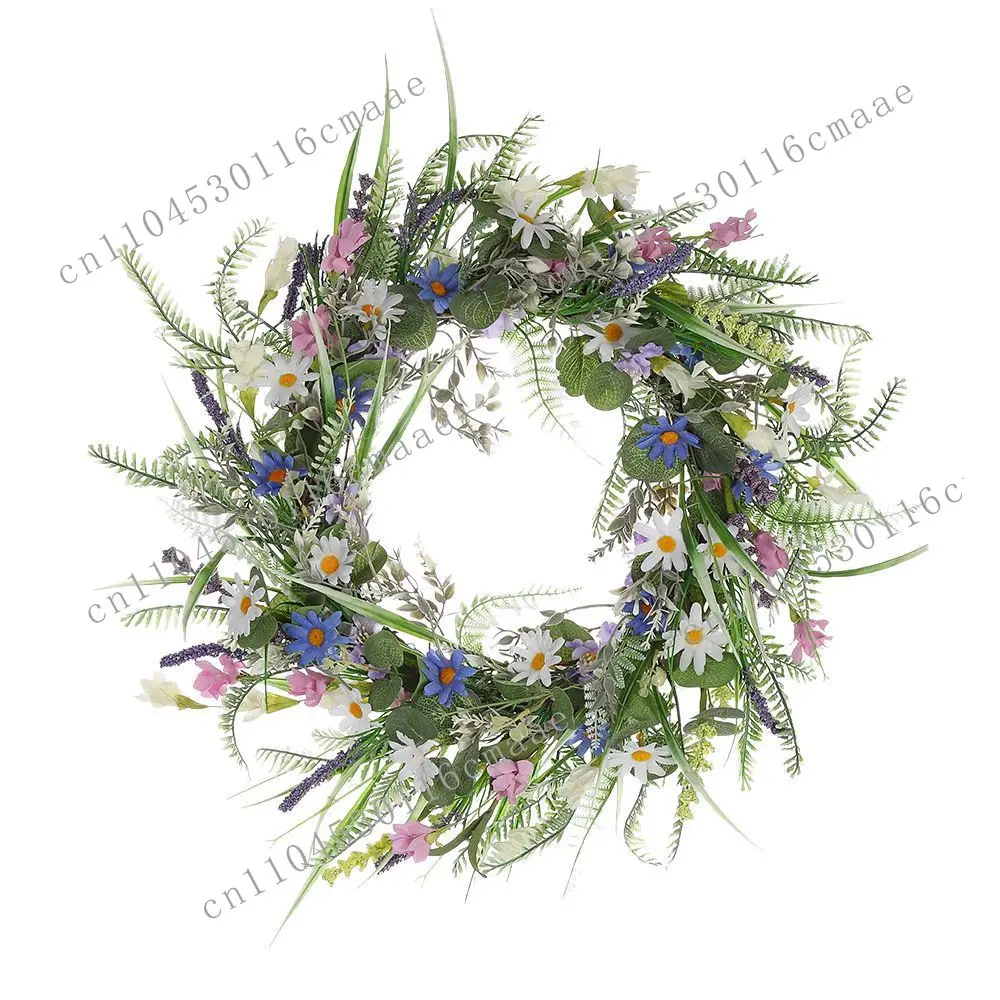 For Spring Round Tulip Wreath Pendant Valentine's Day Easter Ornaments Door Hanging