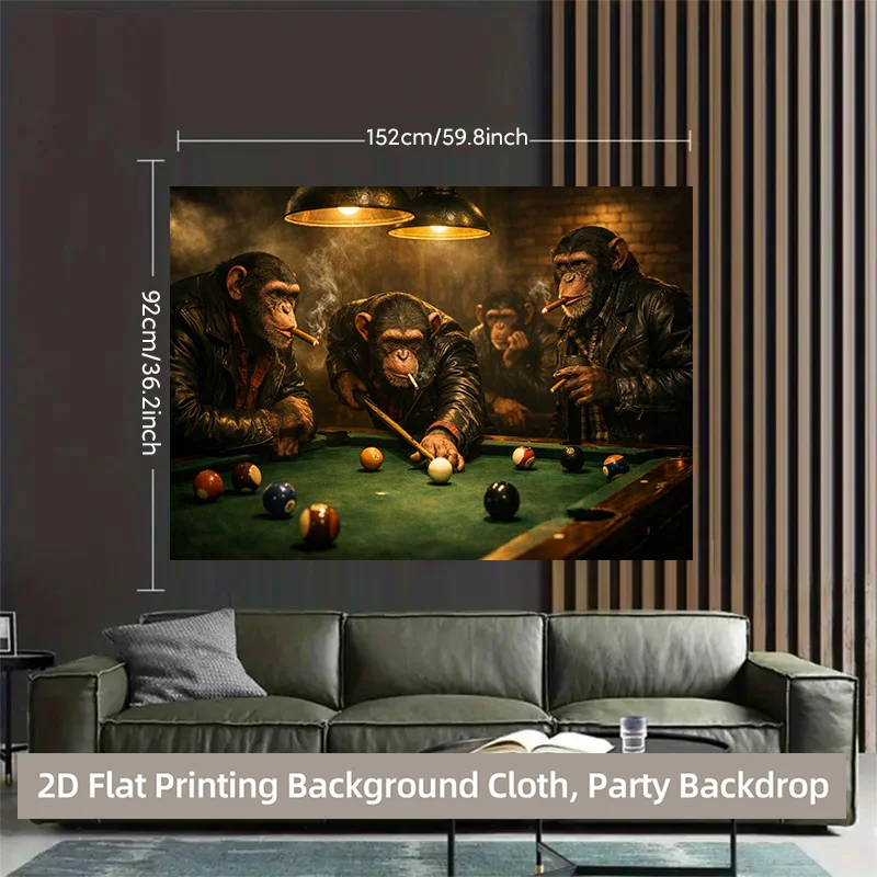Vintage Monkey Poker Casino Tapestry Wall Hanging Polyester Backdrop Jungle Game Background Decor for Party Home Decoration Art - view 5