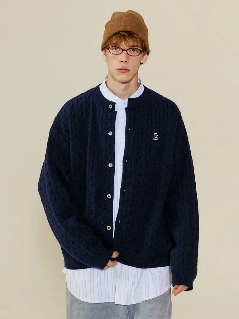 

Men's Knitted Round Neck Cardigan Sweater Women Spring Autumn Long Sleeves Single Breasted Solid Color Sweaters Tops