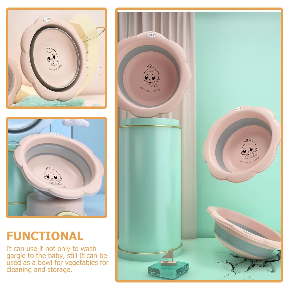 

1Pcs Baby Foldable Wash Basin Pink Collapsible Portable Retractable Large Capacity Washbasin for Toddlers Travel Outdoors