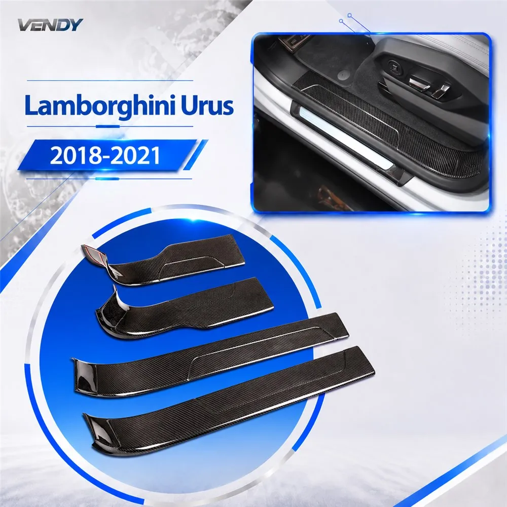 Real Carbon Fiber For Lamborghini Urus 2018-2021 Welcome Pedal Inner Door Sill Trim Sticker Cover Trim Accessories