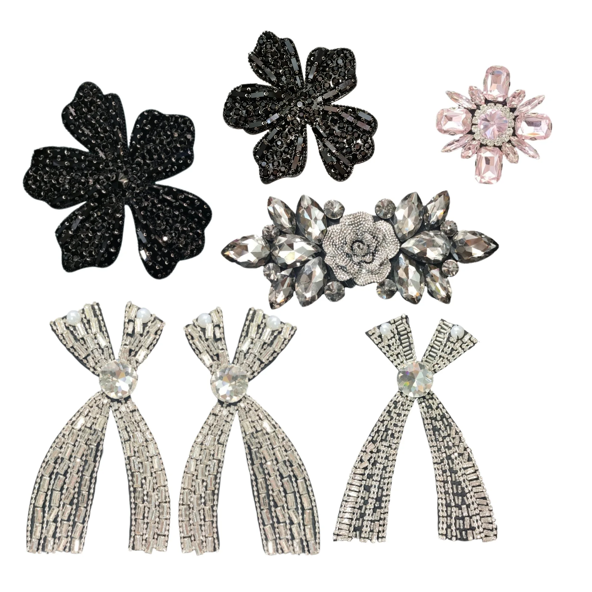 

3D ручная работа со стразами, серебряная нашивка из бисера, бриллиантовый жемчуг, галстук-бабочка, воротник, нашивка, тканевые аксессуары, вышивка, аппликация, нашивки