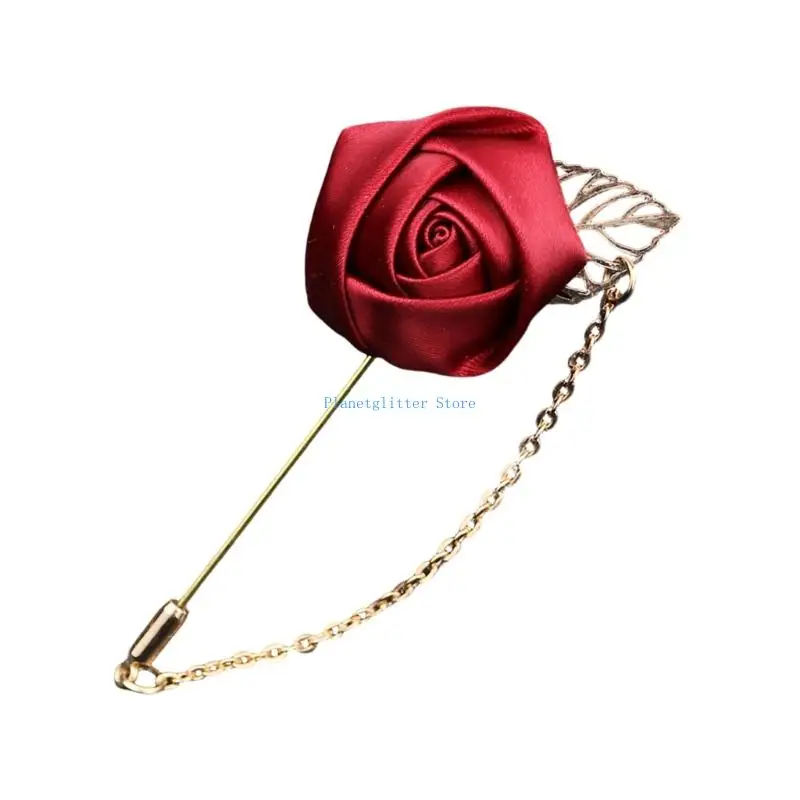 652B Artificial Silk Flower Corsage Elegant Boutonniere Brooch for Wedding Ceremony