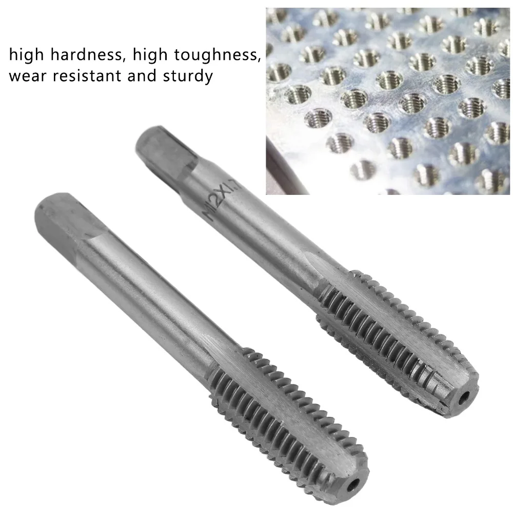 2pcs High Speed Steel Hand Tap M12 x 1.75mm / M14 x 2.0mm / M16 x 2.0mm Engraved Size Marking Thread Tap Straight Flute Tap