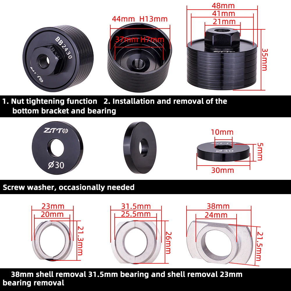 ZTTO Bicycle Bottom Bracket Bearing Repair Tool MTB Mountain Road Bike BB Bearing Remove Press Install Kit BB86 30 92 PF 24mm