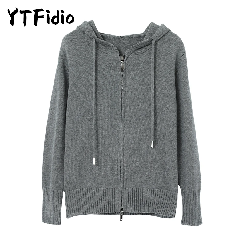 YTFidio 100% Cotton Women Hooded cardigan thickening luxury designer clothing woman plus size woman clothing clearance sale 291