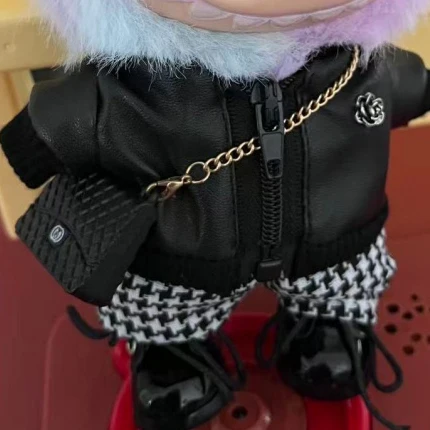 For 15 17cm Labubu Doll Clothes Plush Doll'S Clothes Cool And  Leather Clothing Labubu I II Idol Dolls Sitting Party Accessories