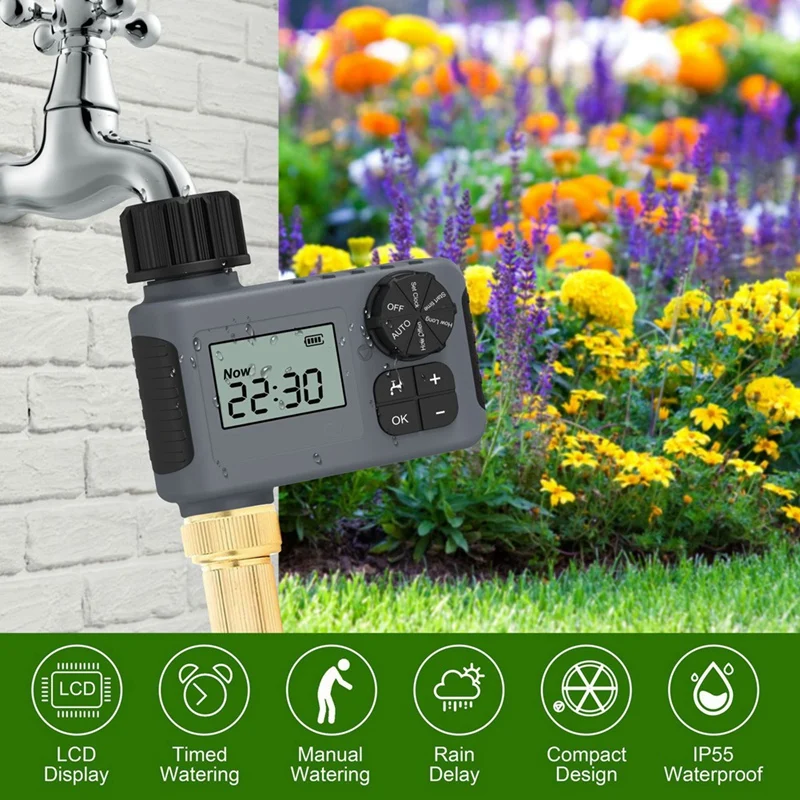 Electronic Garden Water Timer With LCD Screen Single-Outlet Hose Irrigation Controller Efficient Water Management Tool BSP3/4”