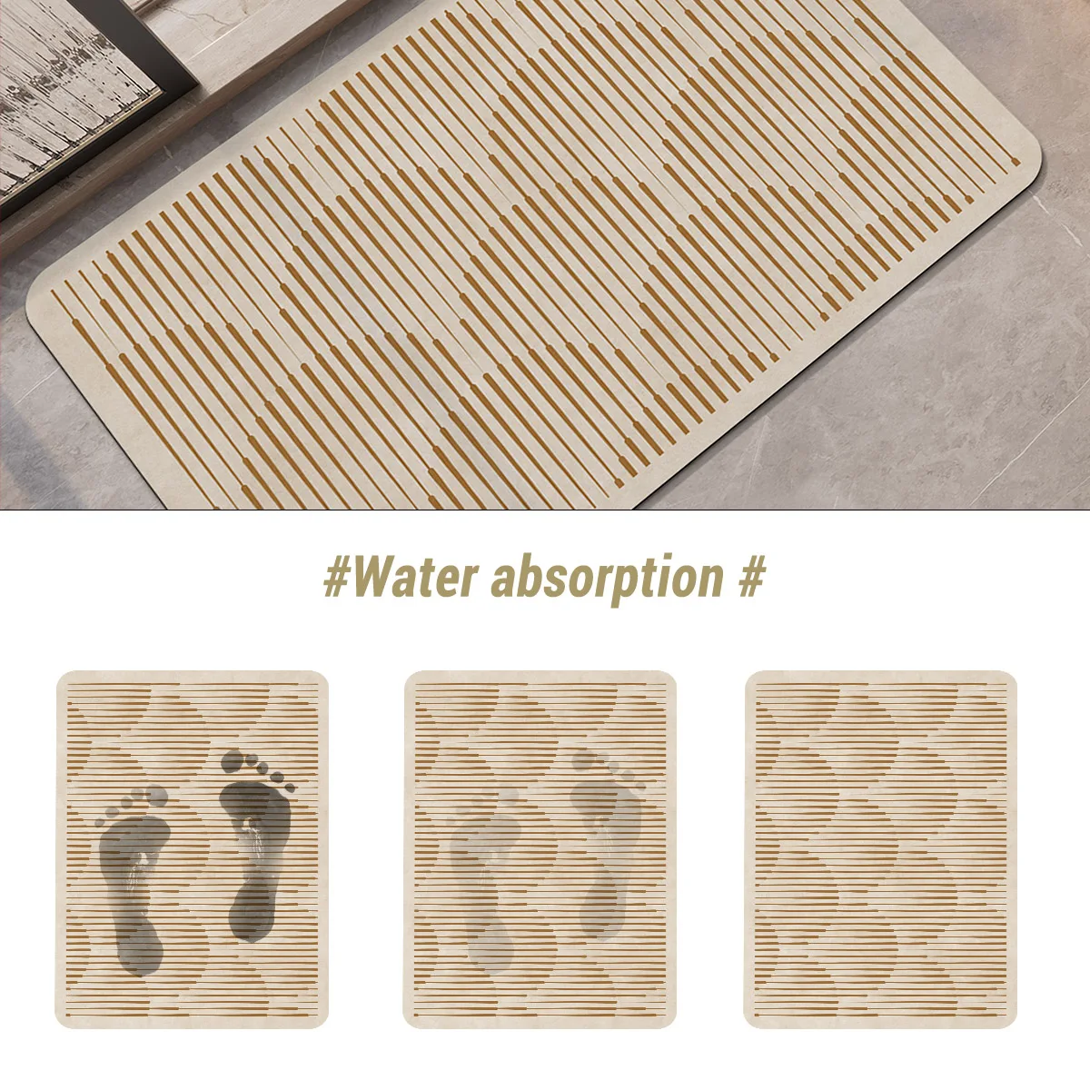 Diatomite Bathroom Foot Mat Absorbent Non-slip Bath Carpet Floor Mats Quick Dry Shower Rug Toilet Pad Doormat Washable