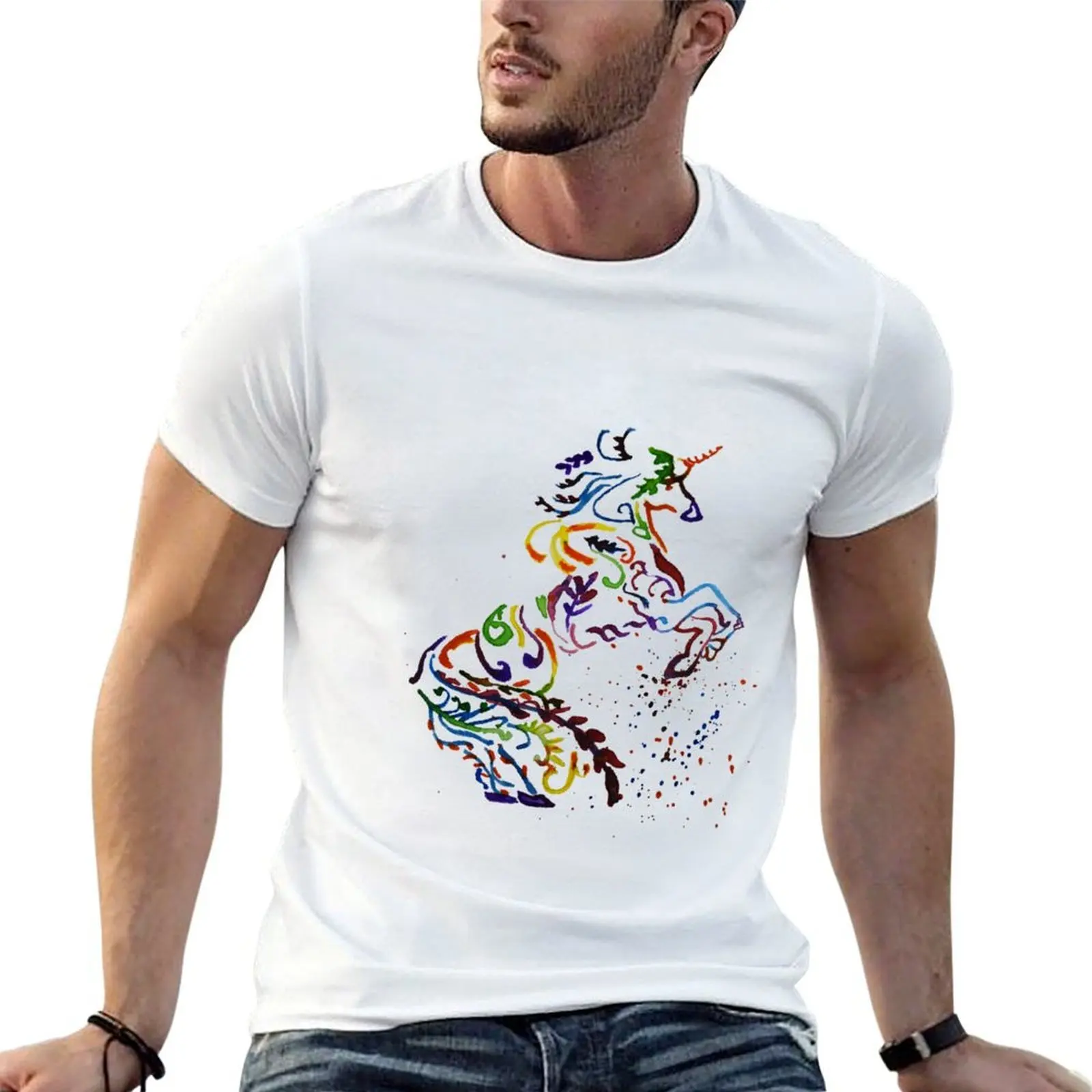 

100% cotton man man shirts t dark luxury T-Shirt funny t humor Paisley shirt shirts t Unicorn