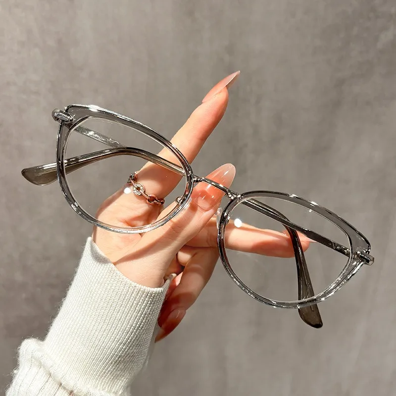 Retro Katzenaugen-Brillengestell Modische Photochrome Anti-Blaulicht-Brille für Damen Metallrahmen-Brille Partybrille