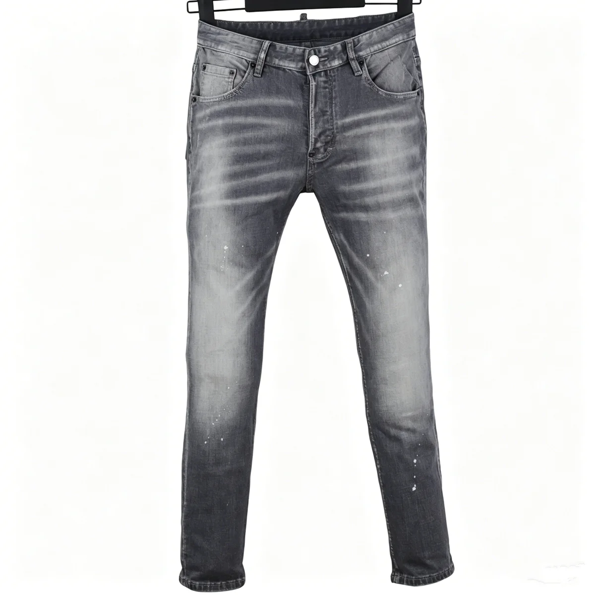 6070 Four Seasons New Men's Jeans Washed Grinding Patch Fashion Color Printed Leg Grey Jeans for Men