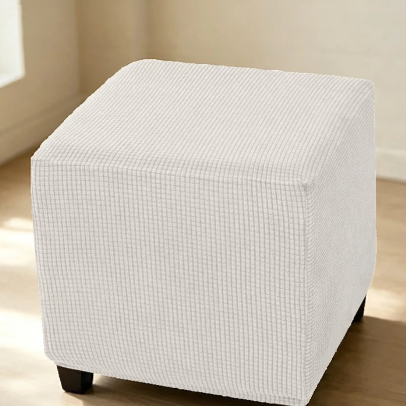 Corn Kernel Velvet All-inclusive Stretch Square Stool Cover Thicken Wear-resistant Dust-proof Footstool Sofa Ottoman Slipcover