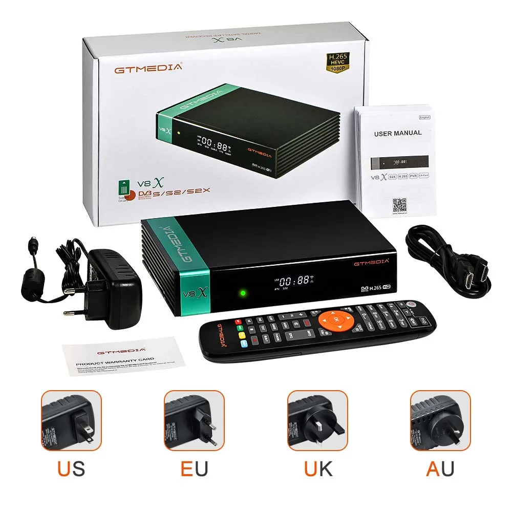 Спутниковый ресивер GTMEDIA V8X DVB-S/S2/S2X, VCM/ACM/мультипоточная поддержка автоматического рулона BISS Встроенный 2,4G WIFI 1080P HD mars v8x